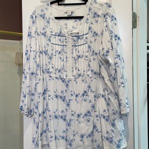 3x coldwater creek blue embroidered tunic